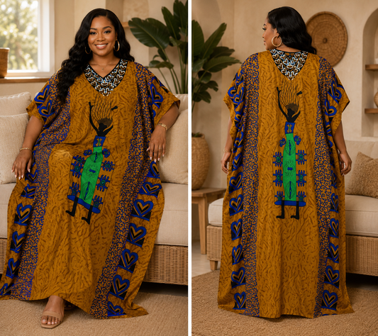 Heritage Heart MOOMOO | Plus Size Caftan Dress (Gently Worn)