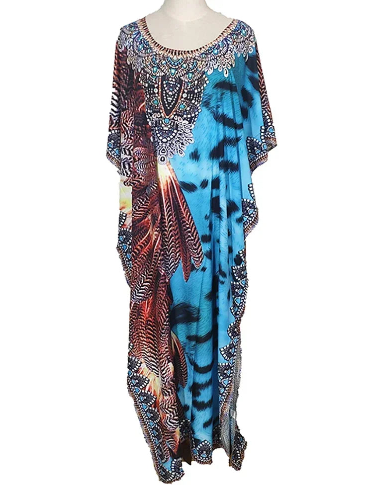 Kaftan Dresses for Women Plus Size Beach Dress Robe De Plage Beach Pareo Caftans Tunic Swimsuit Cover Up Beachwear Maxi Dress
