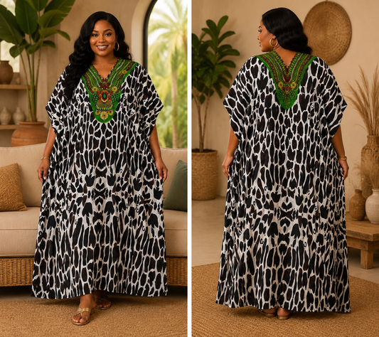 Emerald Safari MOOMOO | Plus Size Caftan Dress