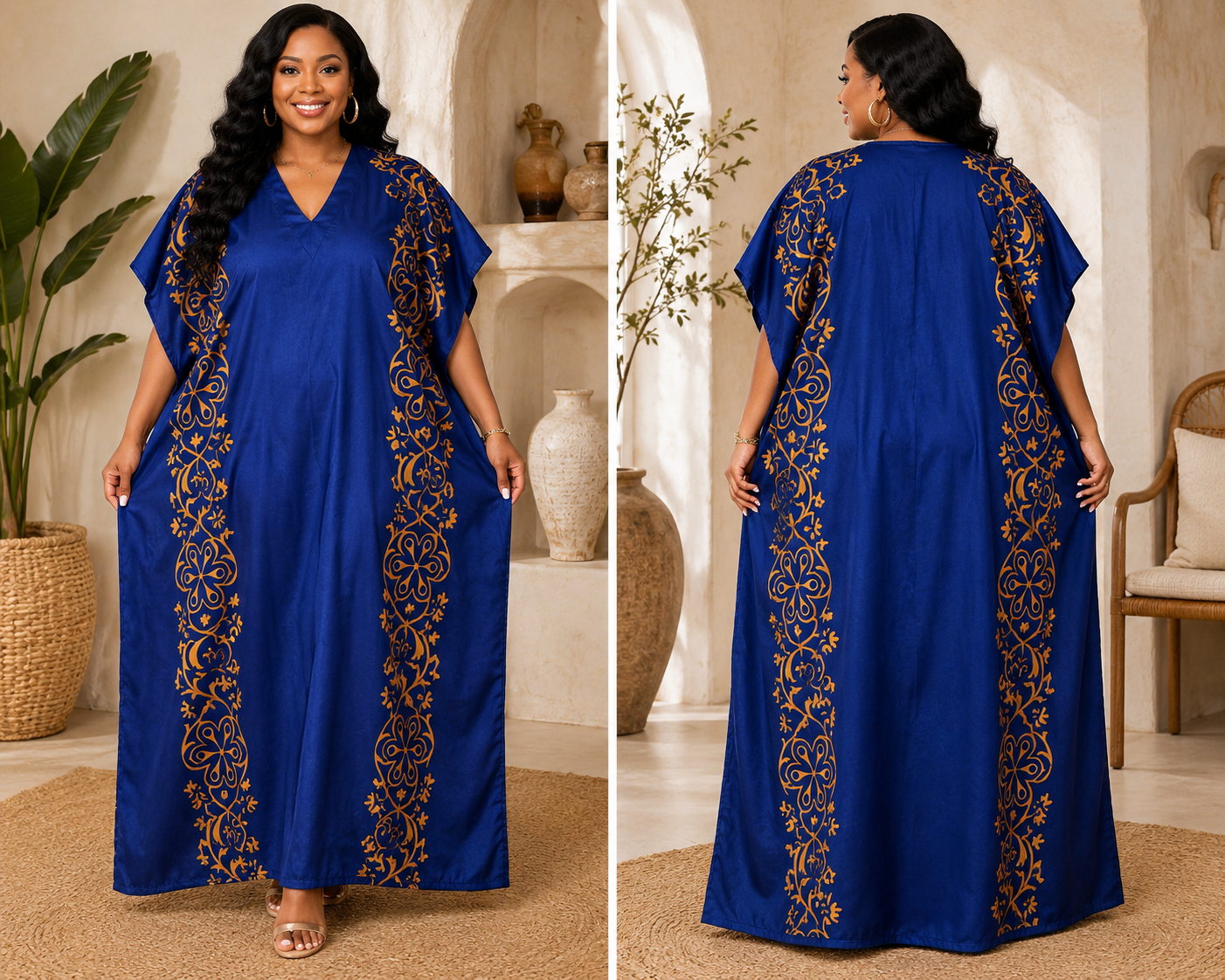 Royal Sapphire Luxe MOOMOO | Plus Size Caftan Dress