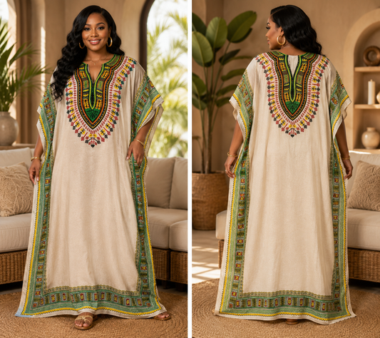 Ivory Heritage Dashiki MOOMOO | Plus Size Caftan Dress