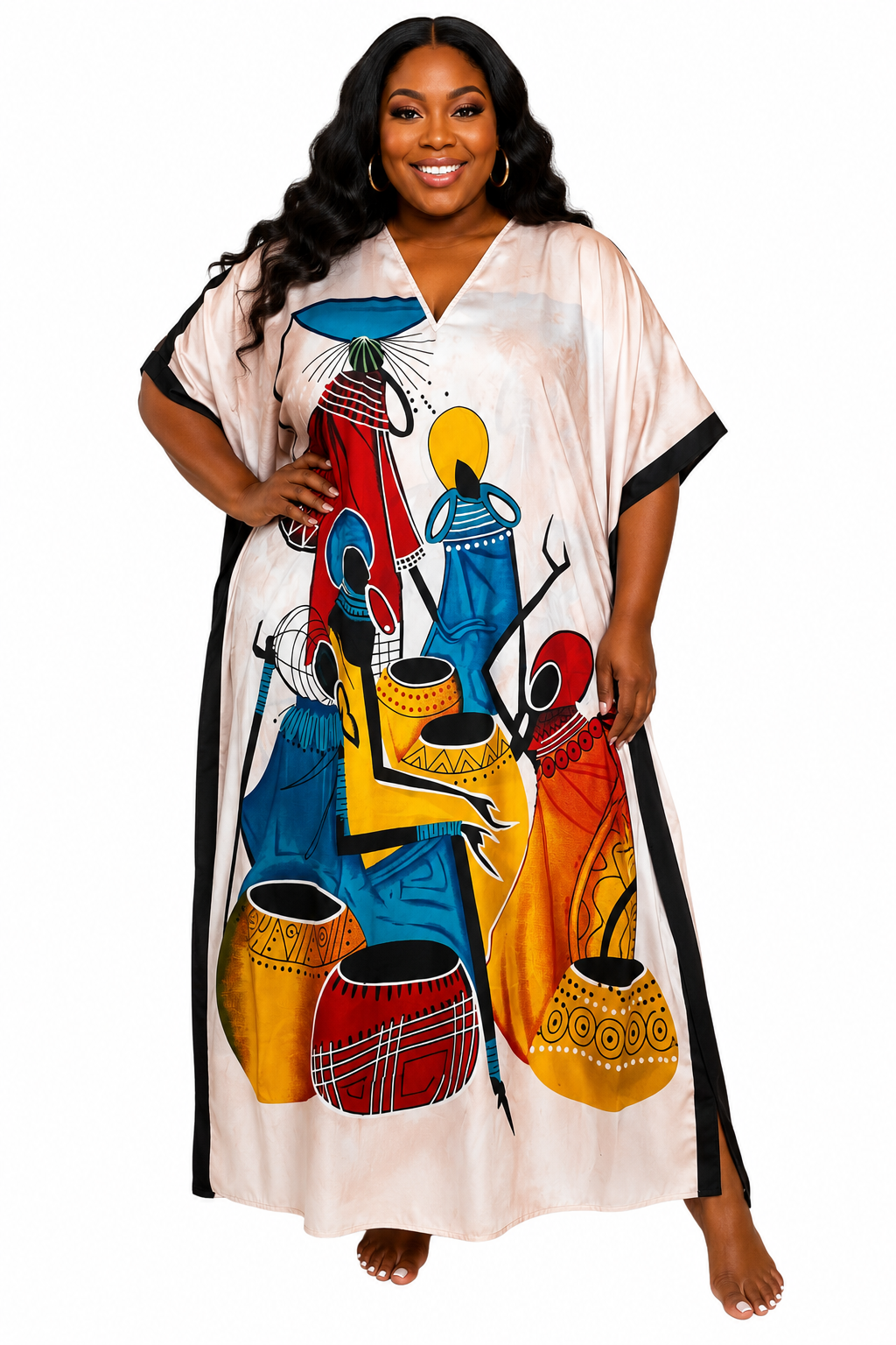 African Heritage Art Print MOOMOO | Lightweight Caftan Lounge Dress