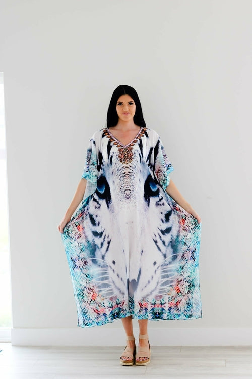 Tribal Kaftan Dress, Plus Size Kaftan Dress, Embellished Kaftan,